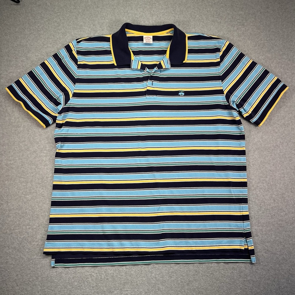 Brooks Brothers Rugby Performance Polo Long Sleeve Shirt Cotton Striped Size XXL